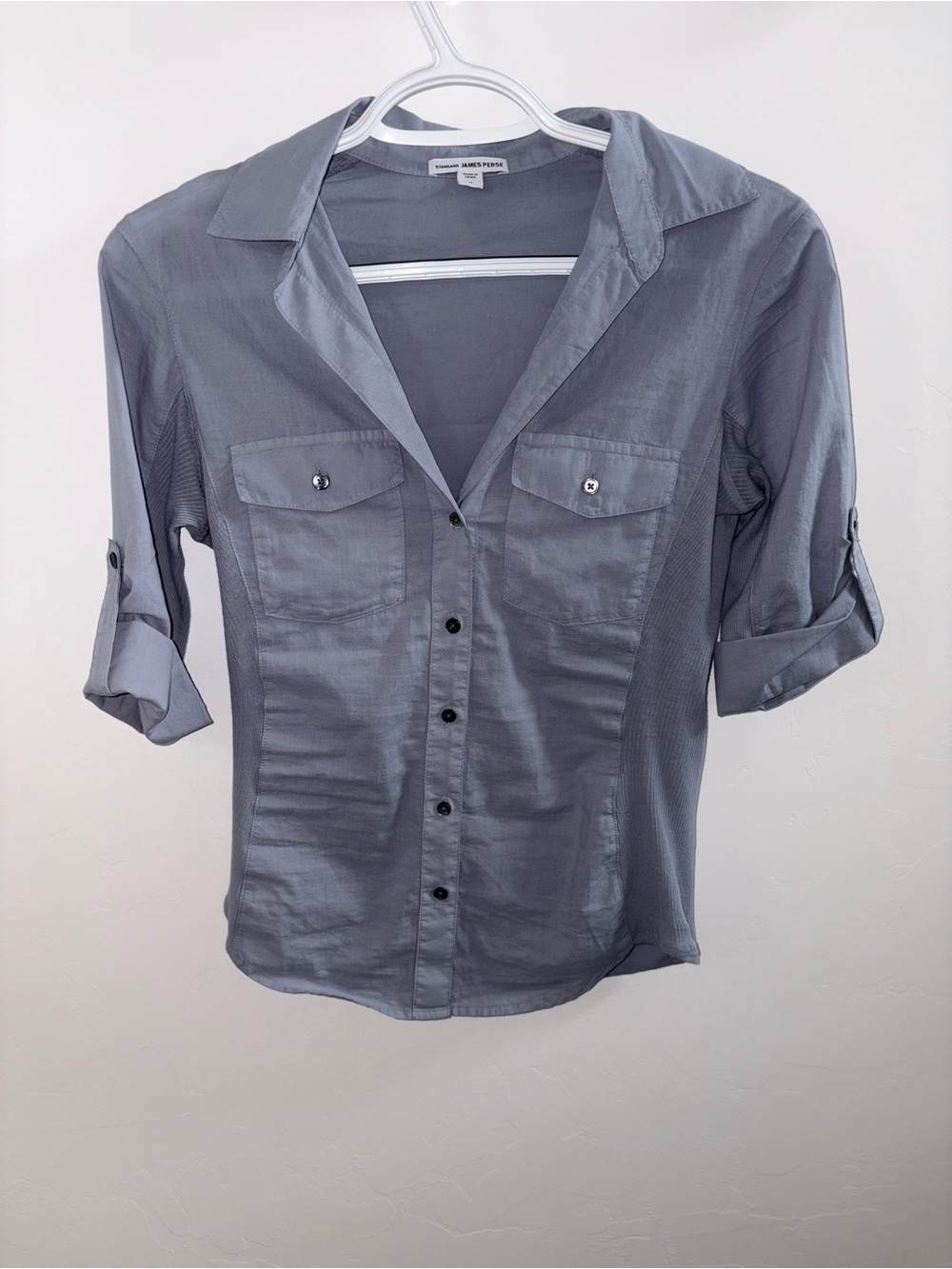 Silver Gray Button-Down Women’s Shirt- James Perse